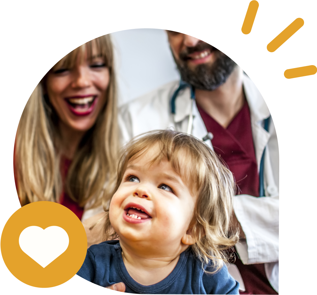 Happy baby with his parents